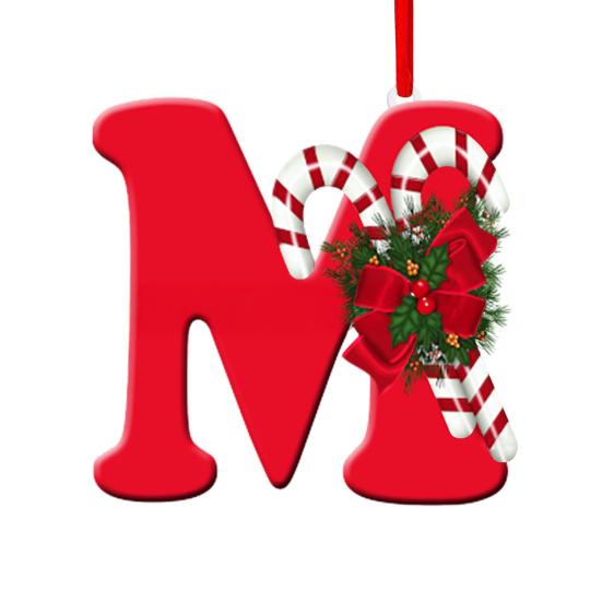 Christmas Acrylic Letter Hanging Decoration Car Rearview Mirror Xmas Tree A to Z Alphabet