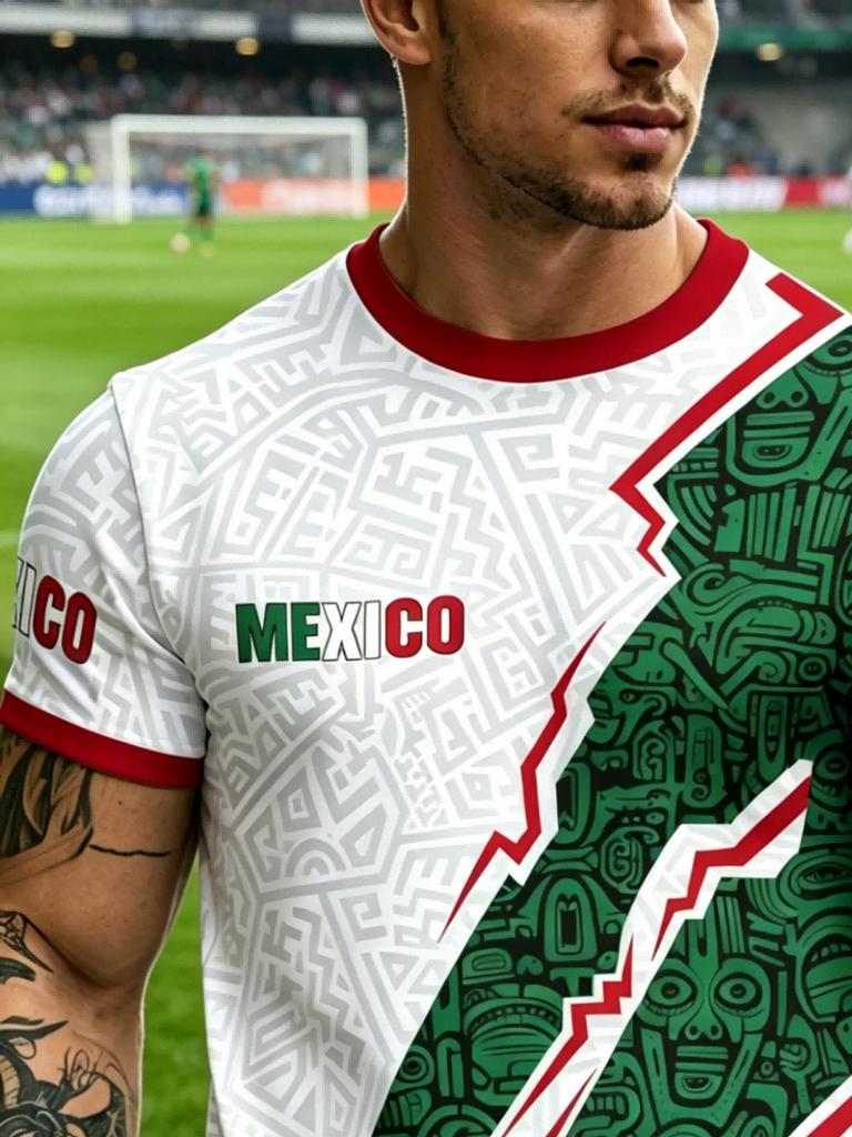 Men's Mexican Jersey T-Shirt - Soccer Fan Apparel with National Print, Short Sleeve Round Neck Casual Wear Suitable for Daily Commuting, Training &