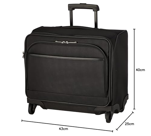 Ace Gene "Flexroof 2" Business Trolley, Carry-on Suitcase with Stopper and Silent Casters, for 2-3 Days, 43 cm, Black, Dimensions: H30 x W19 x D8 cm