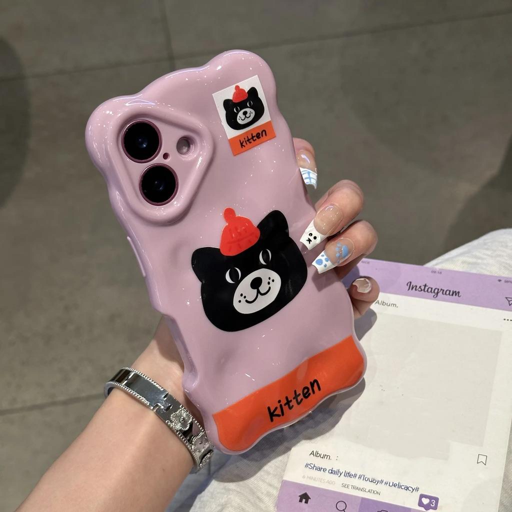 Cute Animal Avatar for iPhone16/17 Mobile Phone Case 15pro Wave Cloud 13 Bubbles 12 Women 14 Soft
