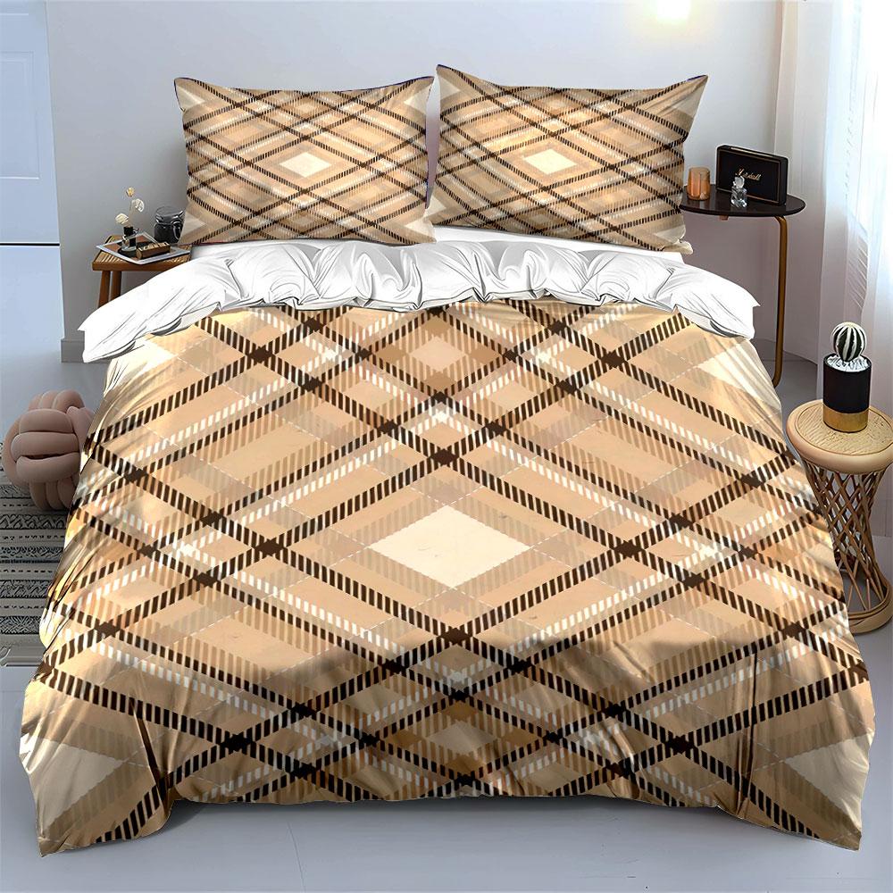 Crisscrossed brown diamond pattern. Bedding sets Duvet cover sets Duvet covers Pillowcases(1 * Duvet Cover 2 * Pillowcases, without duvet insert)
