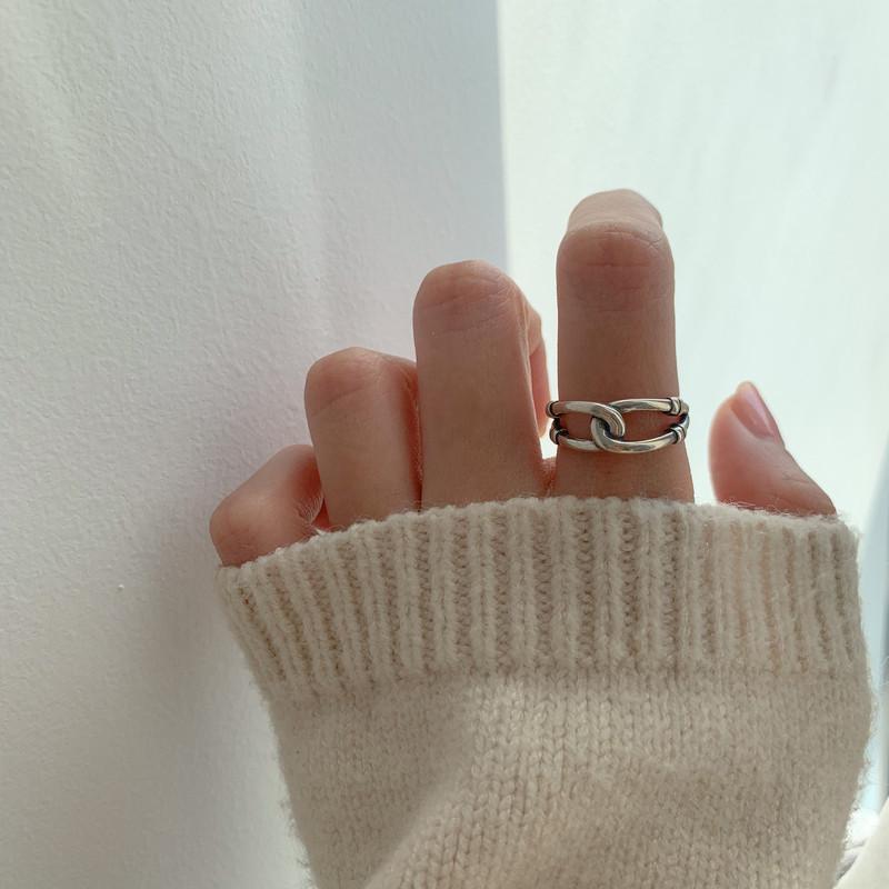 S925 Women's Retro Belt Buckle Index Finger Ring - Cold Style Commuting Accessory