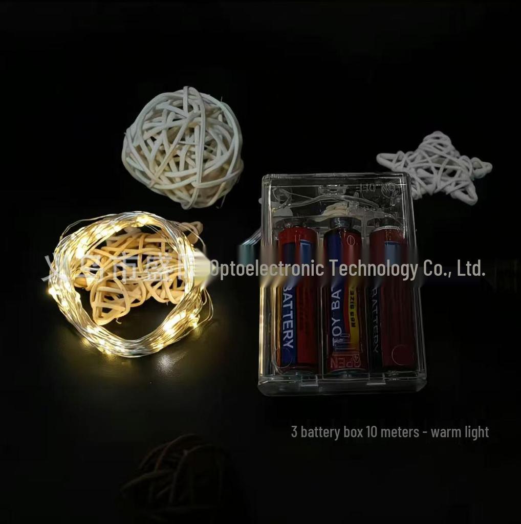 Cross-border LED Copper Wire Fairy Lights: 0.5m, 1m, 2m, 3m, 5m - Bouquet Cake Decoration, Flashing String Lights with Small White Box