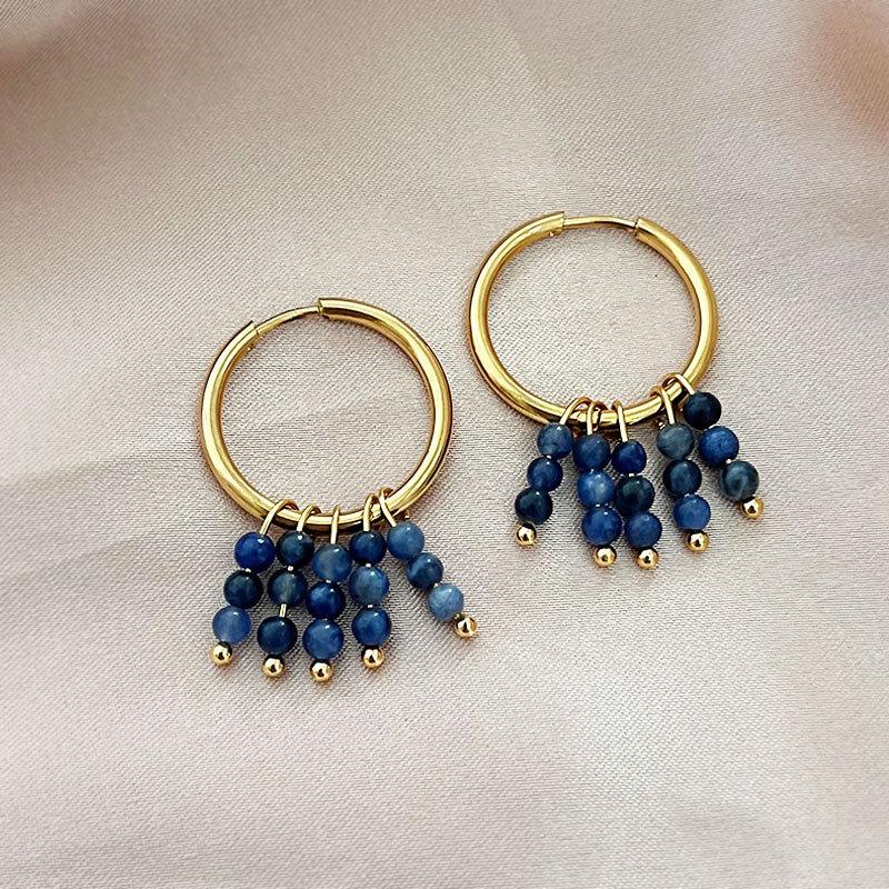 Natural stone earrings Circle Hoop Earrings For Women Exaggerate Circle Earrings Drop Earrings Gold plated hoop earring Retro