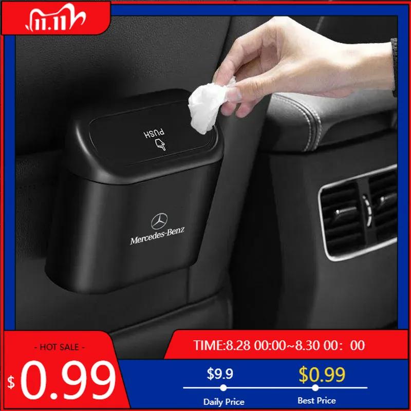 GLC GLB ABS Car Trash Bin Storage Box Hanging Trash Accessories For Mercedes Benz AMG C E S GLE CLC Class W205 C300 W203 W206 W