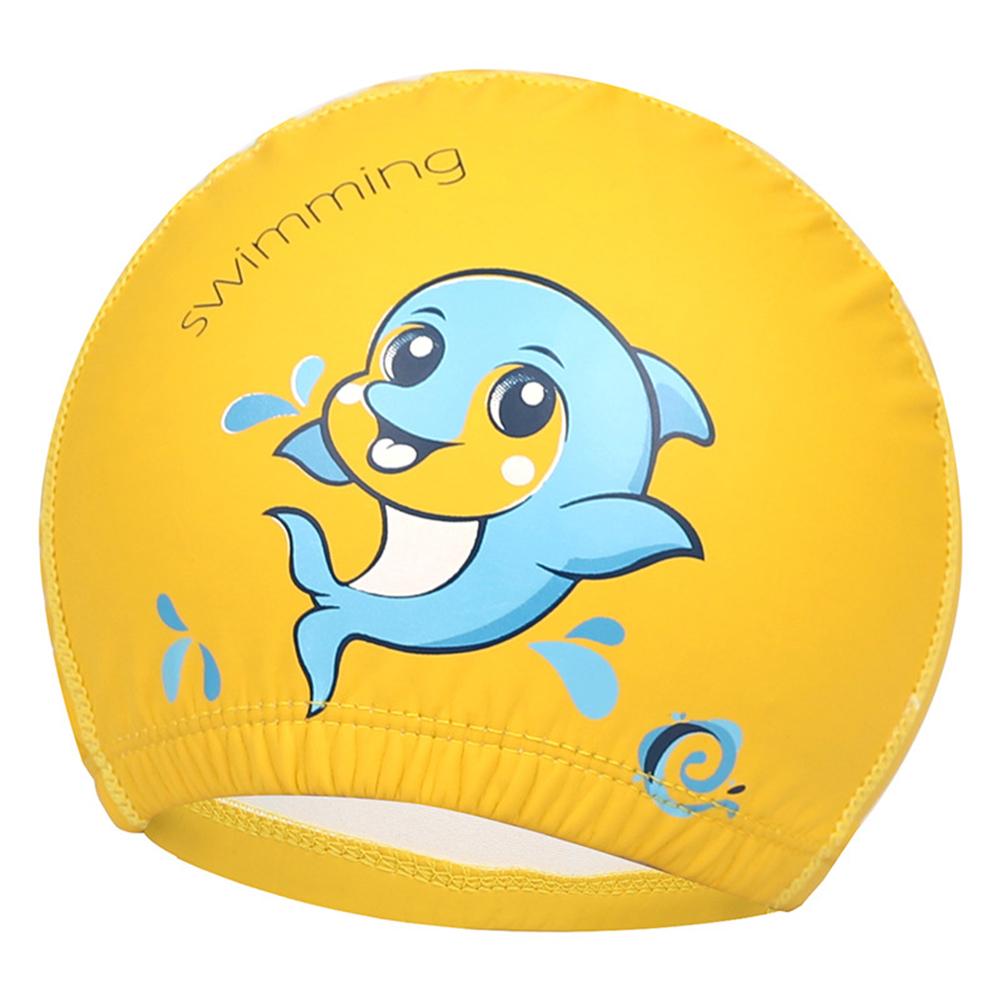 

Children Swimming Cap Sports Swim Pool Hat Cartoon Swimming Cap Dolphin Pattern For Children yellow #1