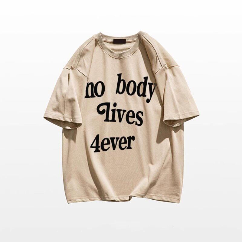 American Pure Cotton Guochao Brand Letter Printing Short-sleeved T-shirt Women's Summer New Loose Fat Mm Large Size Half-sleeved Top