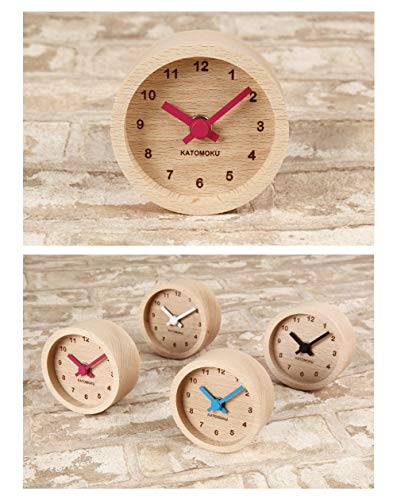 KATOMOKU Mini Clock, Round, Red, Wood, Beach, Km-26