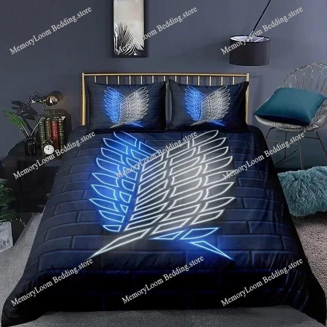 Home Textile Cartoons A-Attack O-On T-Titans Cover Duvet Cover Pillow Case Boy Girl Polyester Bedding Set King Q-Queens Twin Size