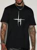 Mens Crew Neck T Shirt Minimalist Abstract Line Symbol Graphic Short Sleeve Casual Cotton Simple Urban Streetwear Tees