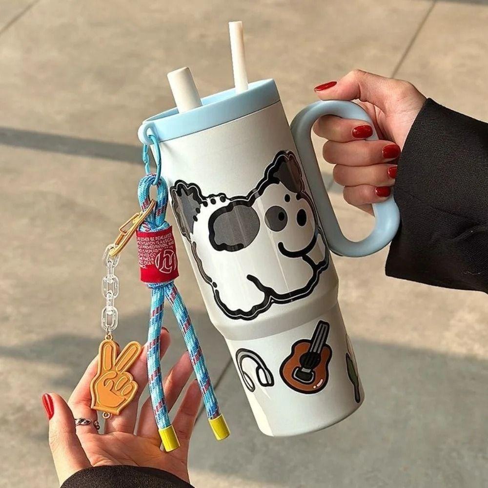 720ml Thermal Water Bottle Leak Proof Drinking Straw Cup Milk Tea Cup Outdoor Insulated Mug  Sports