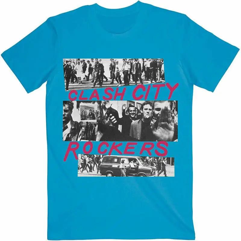 The Clash 'Clash City Rockers' Official Design Blue T Shirt Punk Joe Srummer