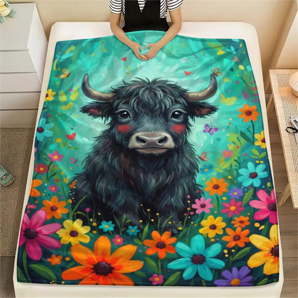 1PC Soft Cute World Print FlAannel Blanket, High quality Comfortable for All Seasons, Home Decor, Warmth and Comfort