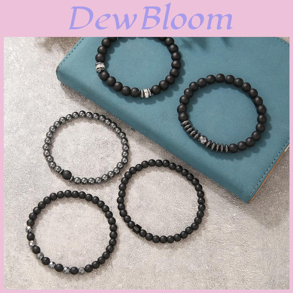 Black Matte Hematite Jewelry Set With Geometric Beads For Men And Women