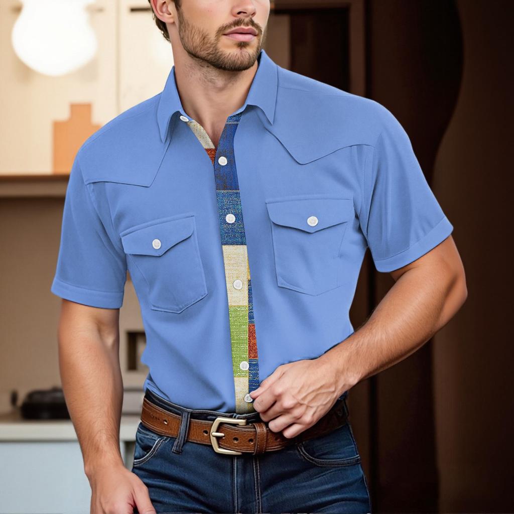 Herre Mote Krage og Skulderlengde Kortermet Casual Topp