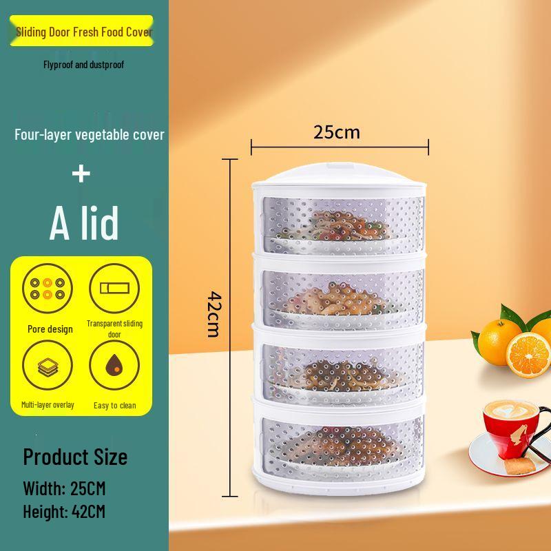Breathable Insect-Proof Kitchen Storage Rack with Thickened Vegetable Cover and Overnight Dish Insulation
