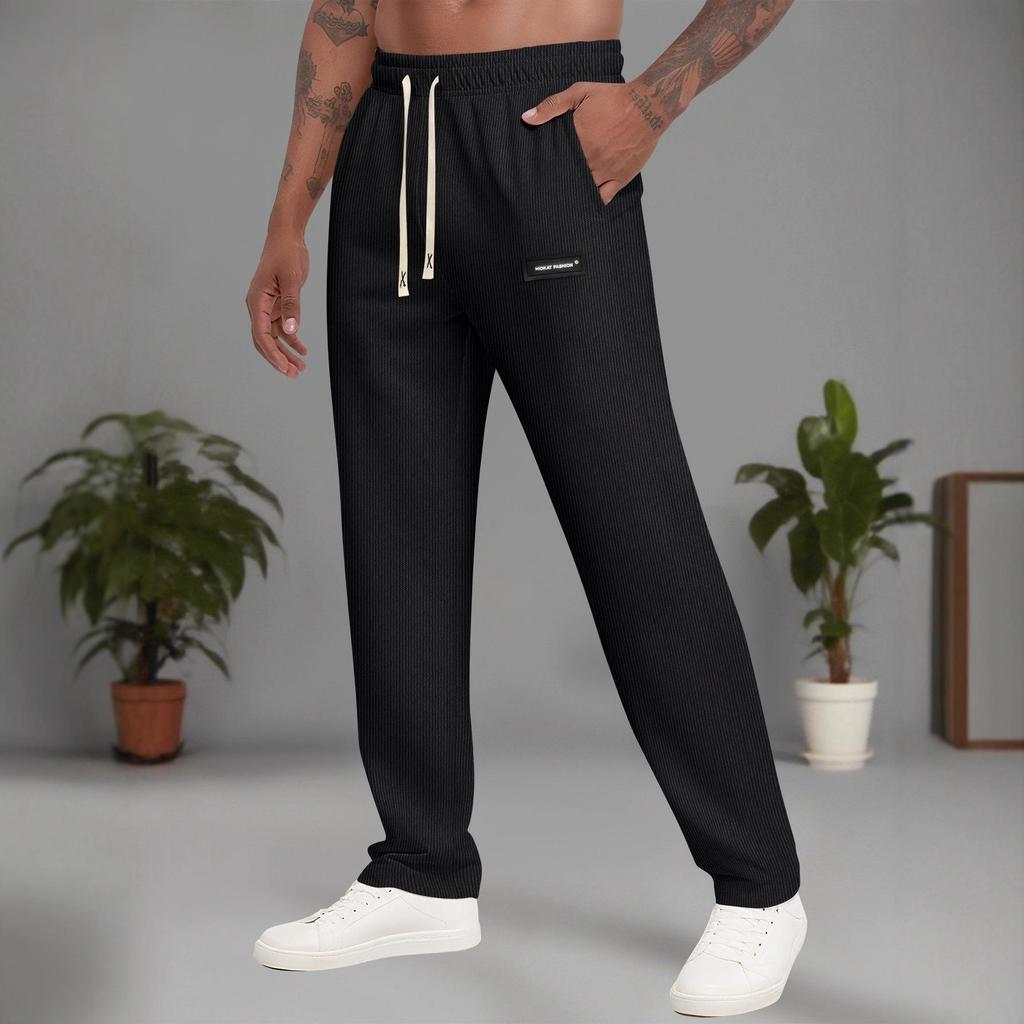 Men's Chenille Corduroy Loose Straight-Leg Pants - Comfortable, Versatile Sweatpants for College Students.