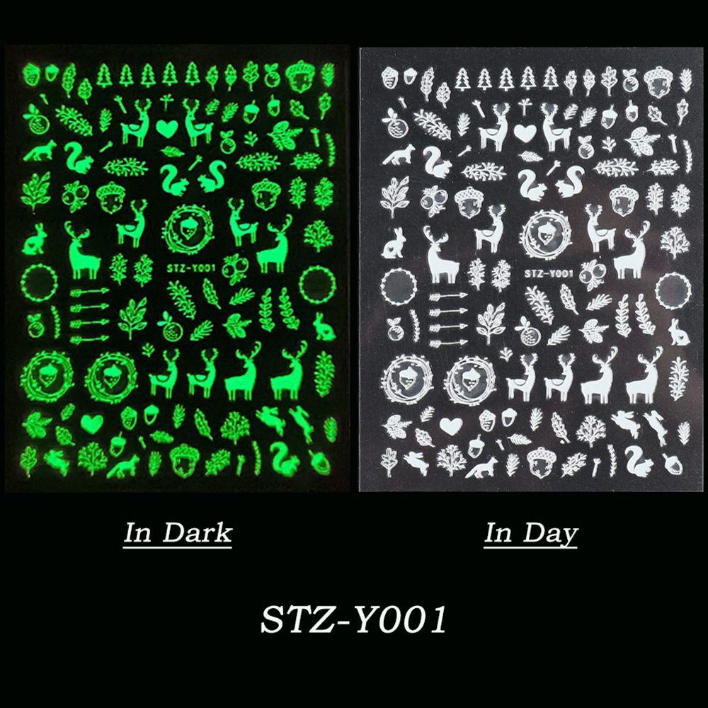 DIY Manicure Glow In The Dark Adhesive Decals White Snowflakes Nail Sticker Christmas 3D Luminous