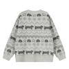DRIPX Round neck knitted cardigan for women, sweater with small dog pattern, top with long sleeves, for autumn and winter