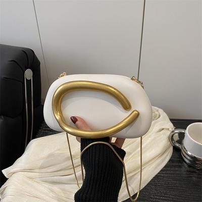 Vintage Mini Square Handheld Evening Bag With Metal Handle Chain Crossbody Shoulder Women