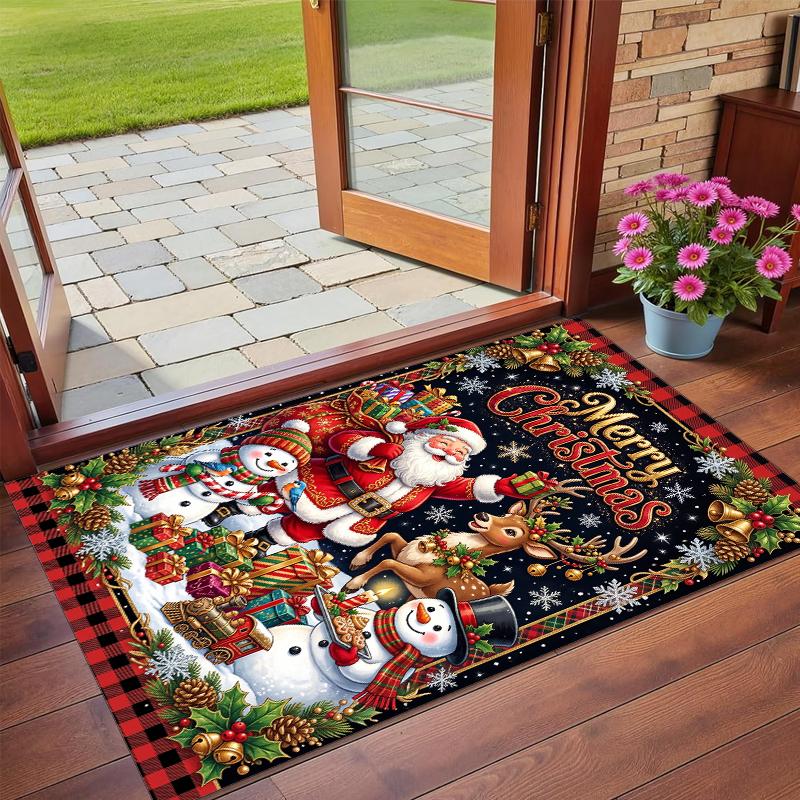 Christmas Printed Square Area Rug Soft Non Slip Floor Carpet For Bedroom Holiday Gift