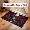 Mushroom Forest Theme Crystal Velvet Floor Rug Personalized Custom Name Text Warm Carpet Home Decoration