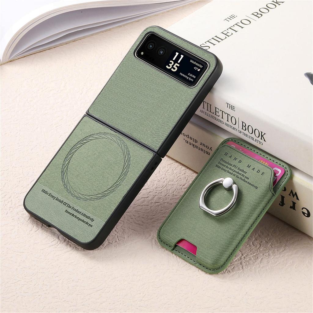 2 in 1 Detachable Magnetic Cards Solt Wallet Cowboy Ring Holder Case For Motorola Razr 50 Ultra 40 Vertical Bag Pocket Cover