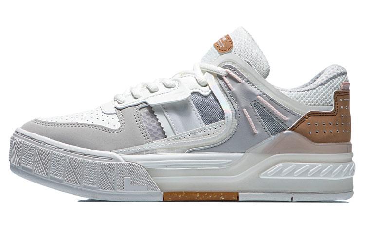 Li Ning Morning Glow Утреннее Сияние Нескользящие Износостойкие Низкие Скейтбордические Кроссовки Женские Серый Белый AGCR192-2 37.5