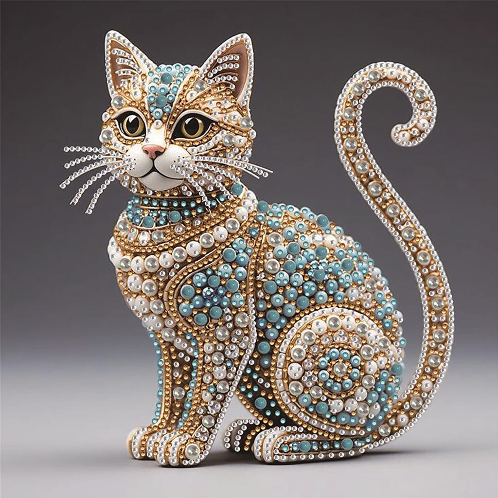 Kit Pittura Diamante Fai da Te Forma Speciale Gatto Trapano Parziale per Adulti Decorazione Parete Casa Punti Diamante Kit Arte con Gemme 11.81x11.81in
