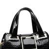 Women’s Crocodile Texture Top Handle Bag with Gold Buckle Casual Chic Shoulder Handbag for Daily Office Use