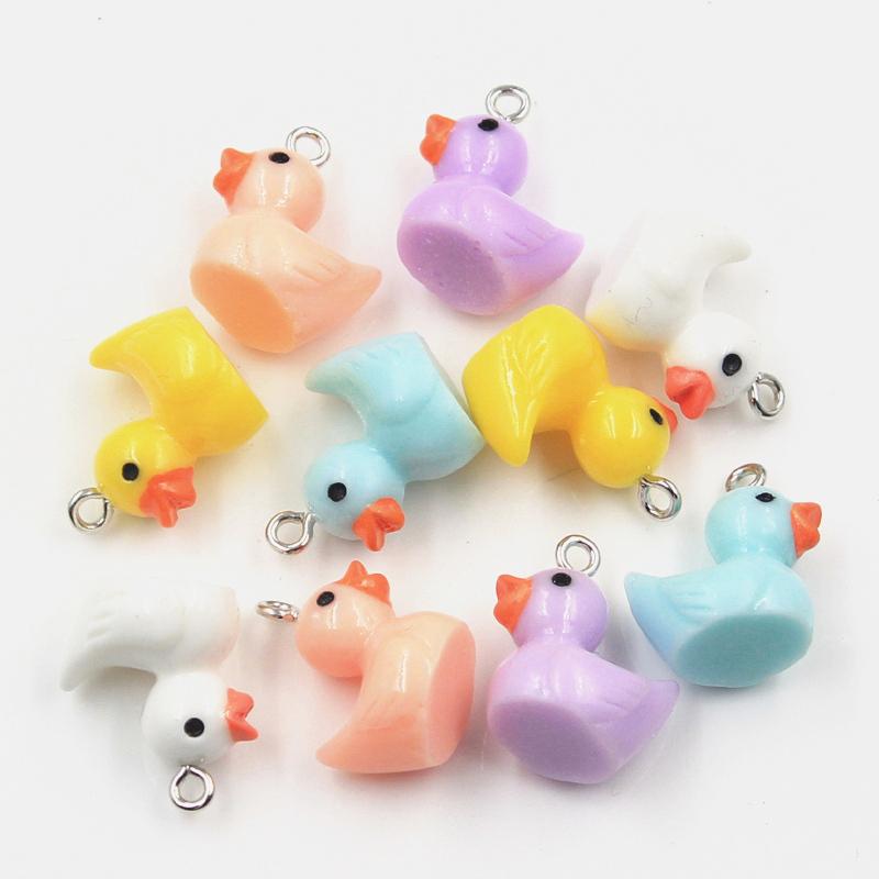 10Pcs Charms 3D Colorful Duck 15X16X12Mm Pendants Crafts Making Findings Handmade Jewelry Diy Earrings Necklace