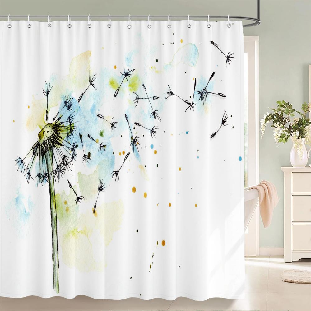 Green Plant Leaf Vines Flowers Shower Curtain Modern Nordic Minimalist Printed Polyster Home Decor Bathroom Curtain with Hooks