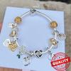 Splendido Ciondolo a Forma di Cappello di Laurea Stella Margherita Albero Genealogico Yin & Yang in Oro 14K Adatto per Bracciali di Marca Gioielli in Rame