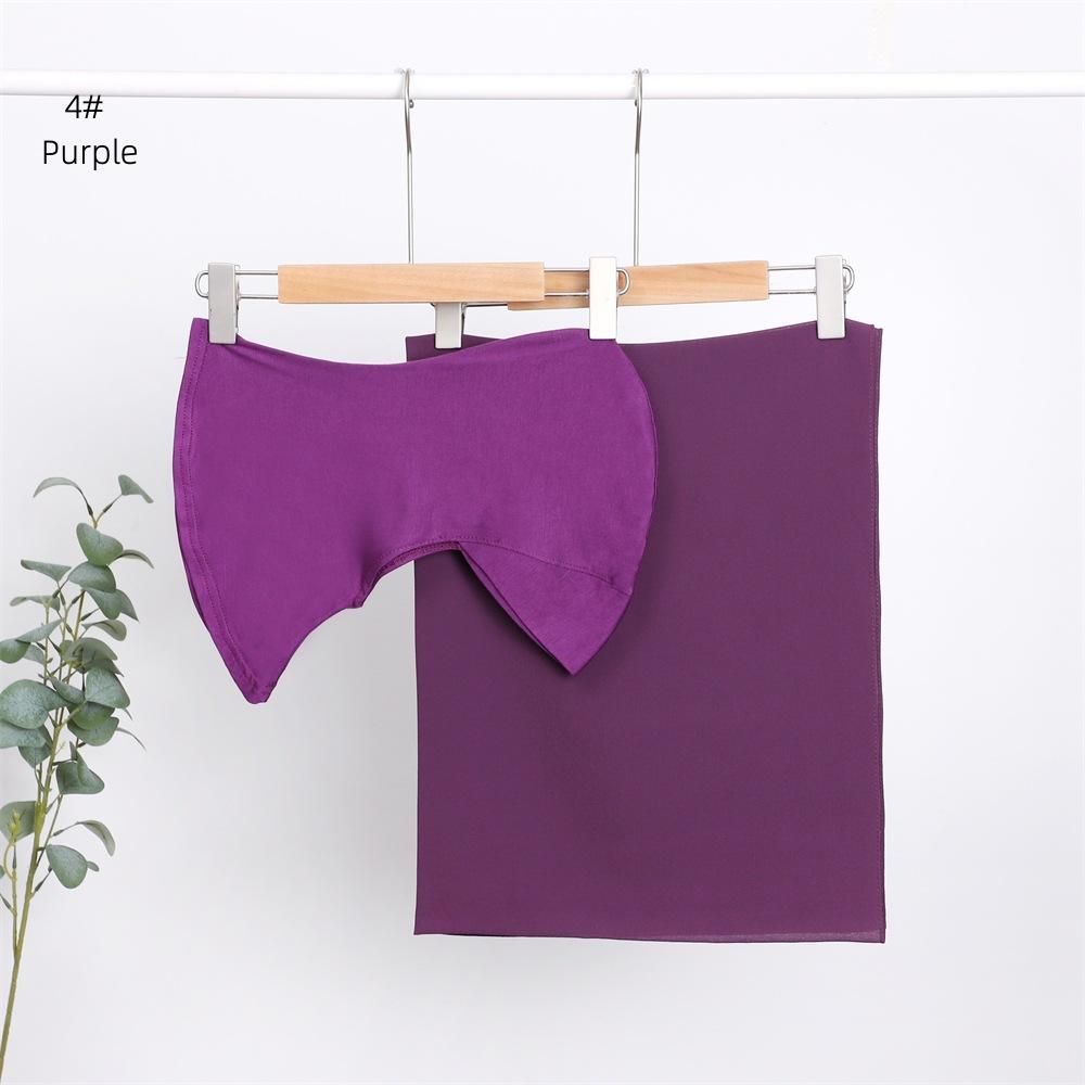 Elegant Elastic Instant Hijab Solid Color Chiffon Hijab Set Women's Modal Pullover Bandana Thin Breathable Soft Cozy Scarf