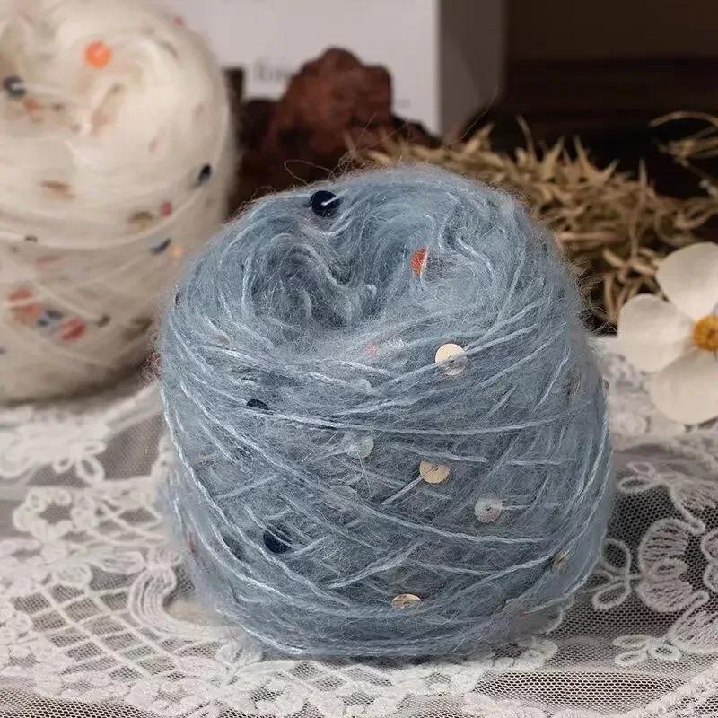50g Big Sequins, Mohair Wool, Super Soft Yarn, Hat, Sweater, Scarf, Hand Woven DIY Shawl, Wand, Needle DIY Knitting&Crocheting