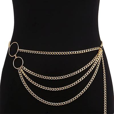 Fashion Versatile Beach Wind Metal Body Chain Geometric Ring Waist Chain Women