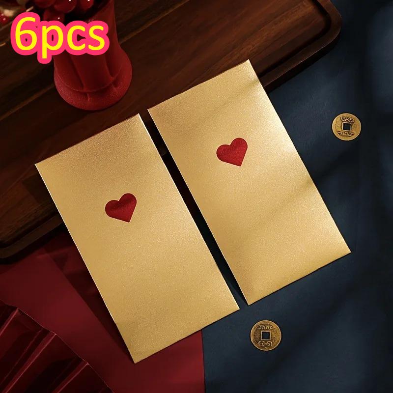 

6pcs High Quality New Year Red Envelope with Exquisite Love Patterns, in Three Colors - Perfect for Valentine s Day/New Year
