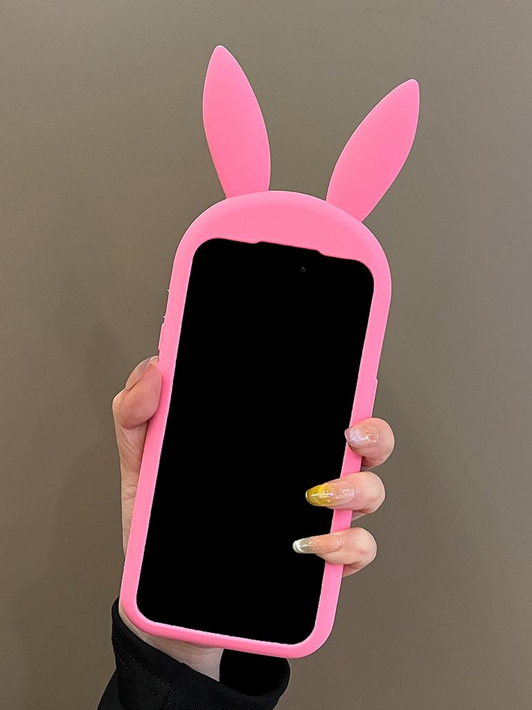 Cute 3D Bunny Rabbit Ear Silicone Phone Case for IPhone 17 13 14 15 16 Pro Max Japan Ins Funny Cartoon Shockproof Back Cover