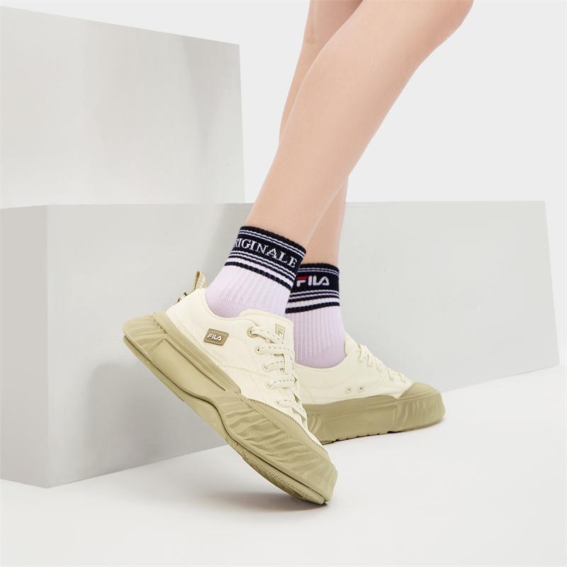 New FILA Fosso Abrasion Resistant Low top Canvas Shoes Women's Milk White F12W432308FGD