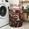 1pc, 2D Printed Laundry Basket with Flower Branches, Holding Red Apples and Clever Raccoon Patterns, Reusable Sorting Basket Suitable for Clothing Sto