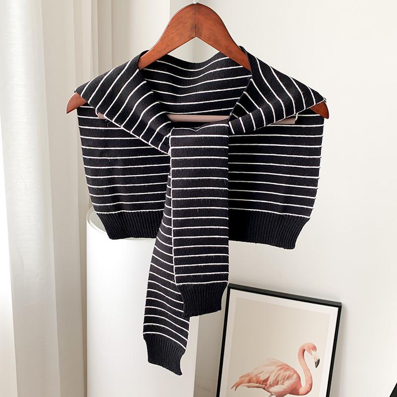 New Stripe Fake Collar Women Detachable Collars Black White Candy Color Faux Col Chemisie Removable Ties Women Navy Collar Shawl