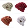 New Adult Autumn Winter Patchwork Mixed Color Knit Hat With Flip Mouth Yarn Knit Cap Reverse Mouth
