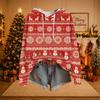 Women's Casual Long Sleeve Hooded Knit Sweatshirt with Christmas Print Pullover Top