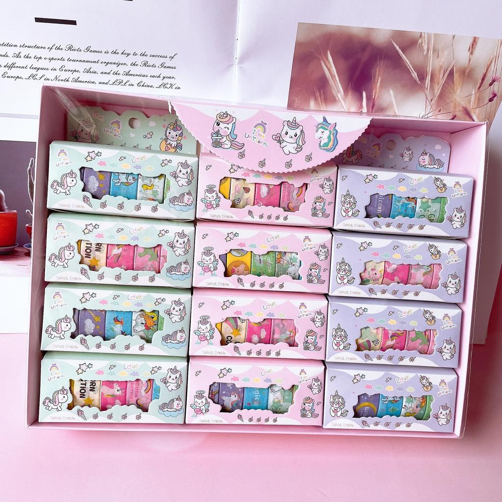2025 5Roll Unicorn Masking Tape for Diary Notebook Greeting Cards Photos Decoration Journaling Supplies Children's Day Gift