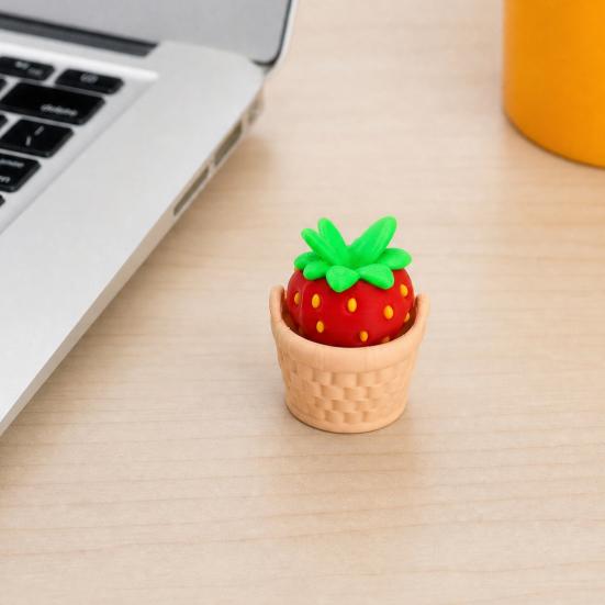 3D Printed Fruit Fidget Clicker Toy, Cute Press Button Sensory Toy, Miniature Fruit Basket Stress Relief Toy for Office Desk