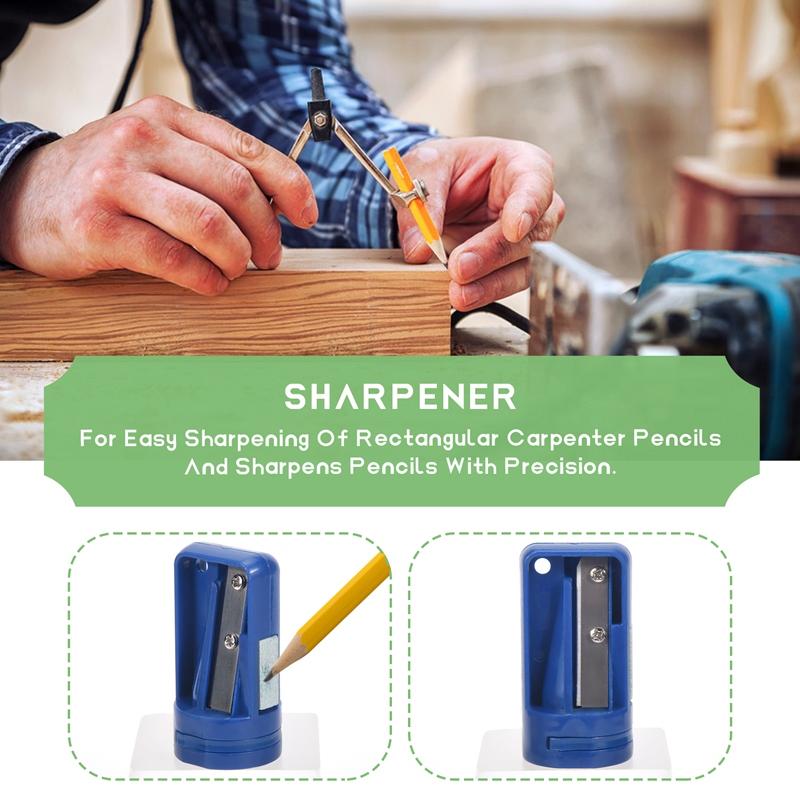 Carpenter Pencil Sharpener- 4 Pack Manual Pencil Sharpener For Flat Carpenter Pencils , Portable Pencil Sharpening Tool