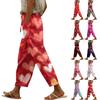 Damen Freizeithose Modische Print Kordelzug Taschen Elastische Taille Hose