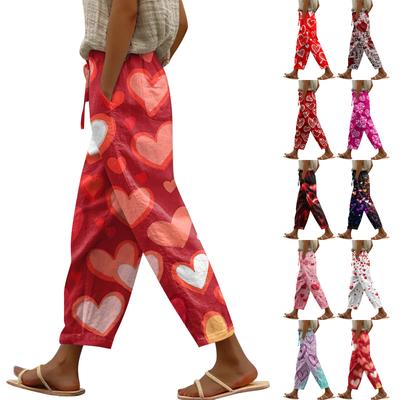 Women's Casual Pants Fashionable Print Drawstring Pockets Elastic Waist Pants
