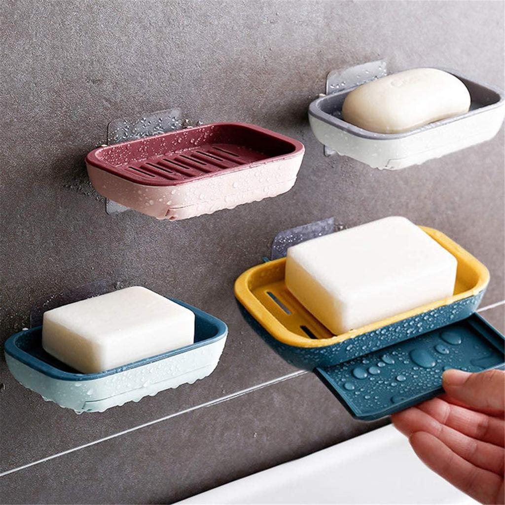 Layer-Drawing Type Draining Soap Dispenser Wall Hanging Soap Box Bathroom