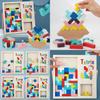 Wooden Tetris Balance Blocks Kids Cognitive Skills Building Educational Play